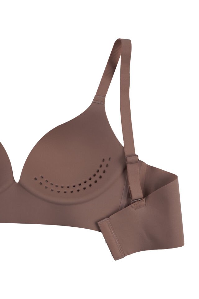 Kadın Kaplı Lazer Dikişsiz Modelli Sütyen Toprak - 90B
