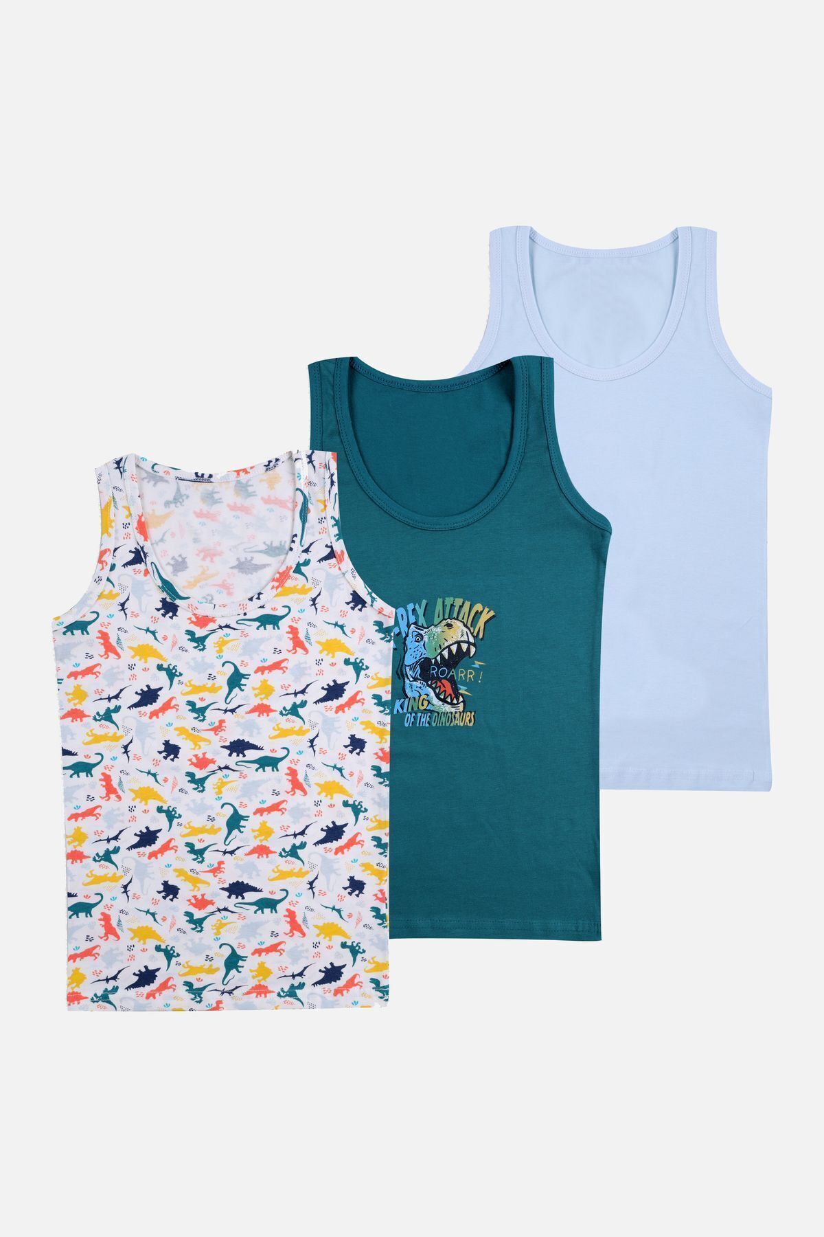 Erkek Çocuk 3'lü Tilki Desenli Atlet 3056-15 - 3-5 Yaş