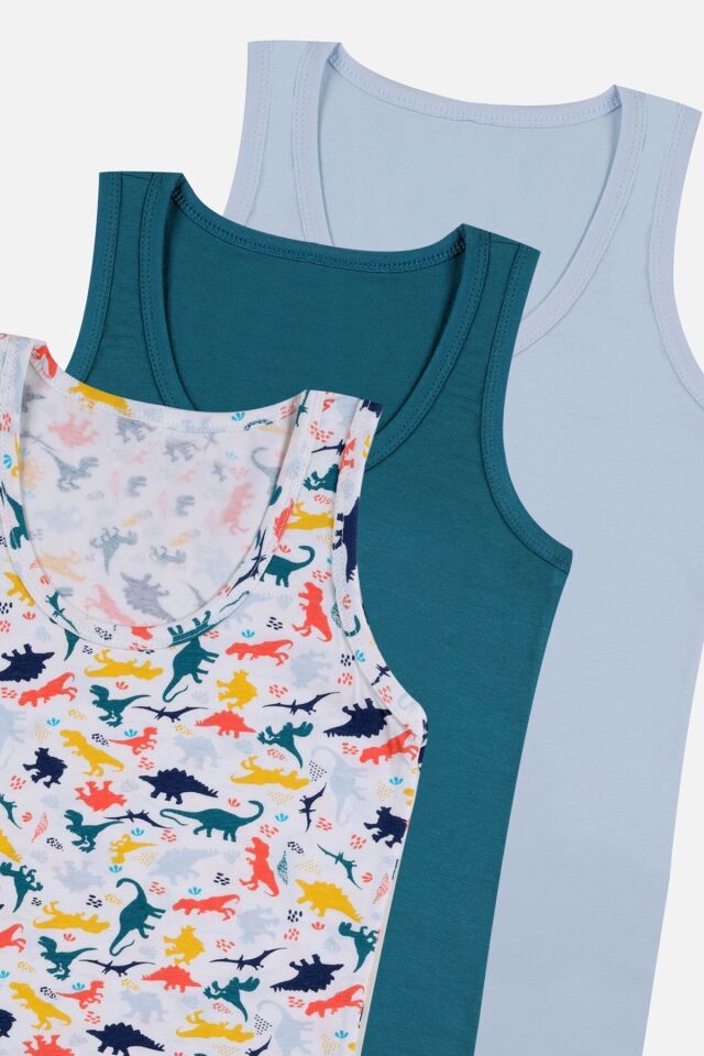 Erkek Çocuk 3'lü Tilki Desenli Atlet 3056-15 - 3-5 Yaş