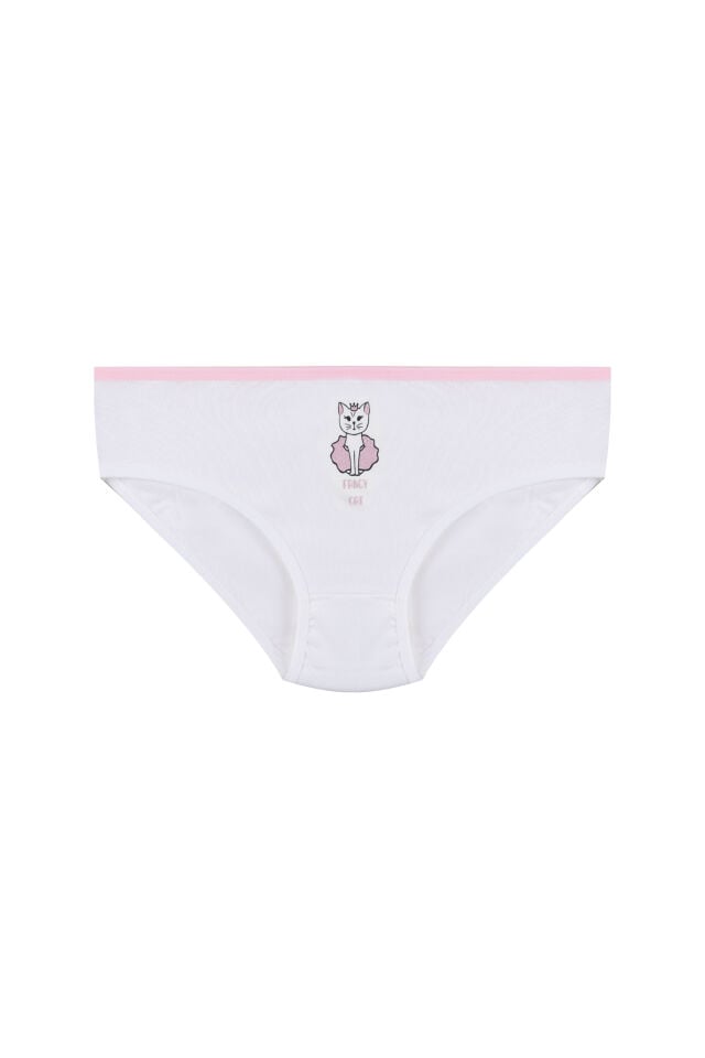 Kız Çocuk 6'lı Sevimli Fare Desenli Slip Beyaz - 3-5 Yaş