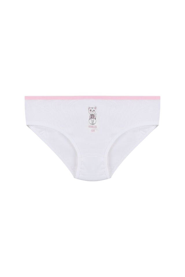 Kız Çocuk 6'lı Sevimli Fare Desenli Slip Beyaz - 3-5 Yaş