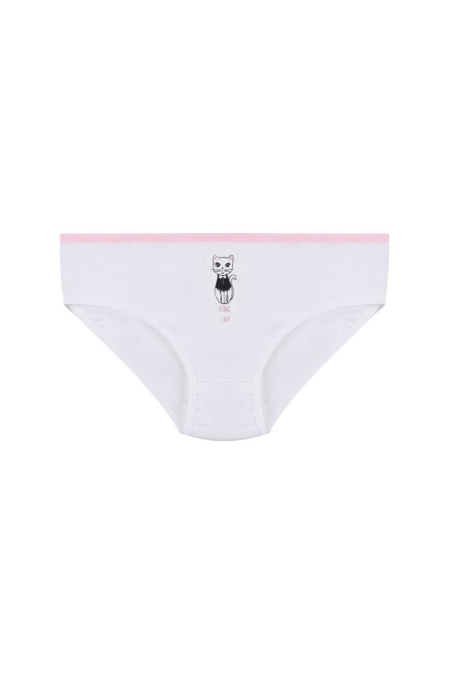 Kız Çocuk 6'lı Sevimli Fare Desenli Slip Beyaz - 5-7 Yaş