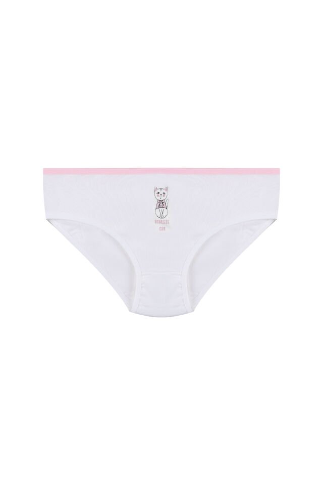 Kız Çocuk 6'lı Sevimli Fare Desenli Slip Beyaz - 5-7 Yaş