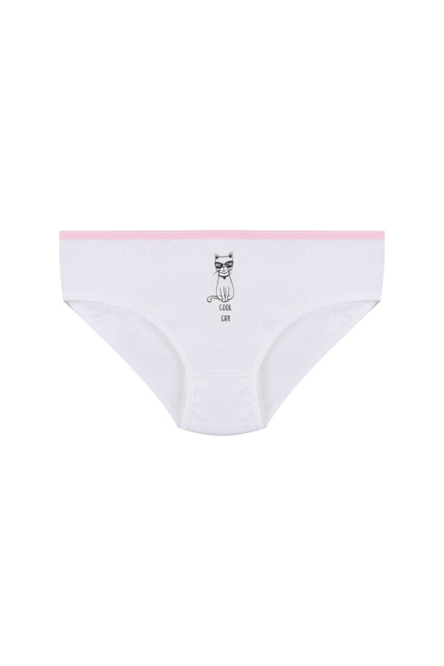 Kız Çocuk 6'lı Sevimli Fare Desenli Slip Beyaz - 9-11 Yaş