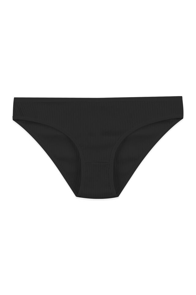 Kadın 7'li Fitilli Pamuklu Ribanalı Külot Mavi - Siyah - L/XL