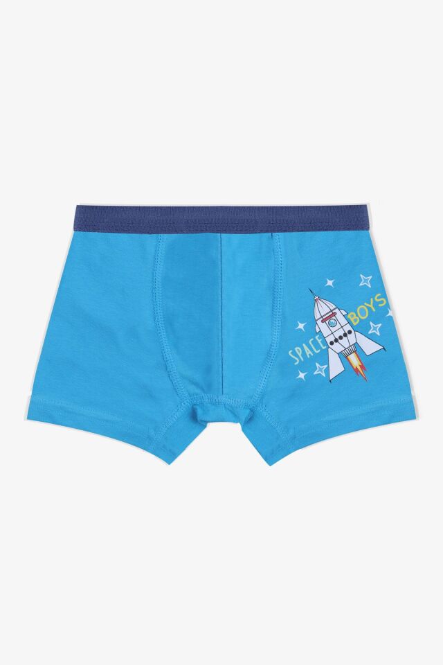 Erkek Çocuk Pamuklu Uzay Baskılı 3'lü Boxer 3053-19 - 7-9 Yaş