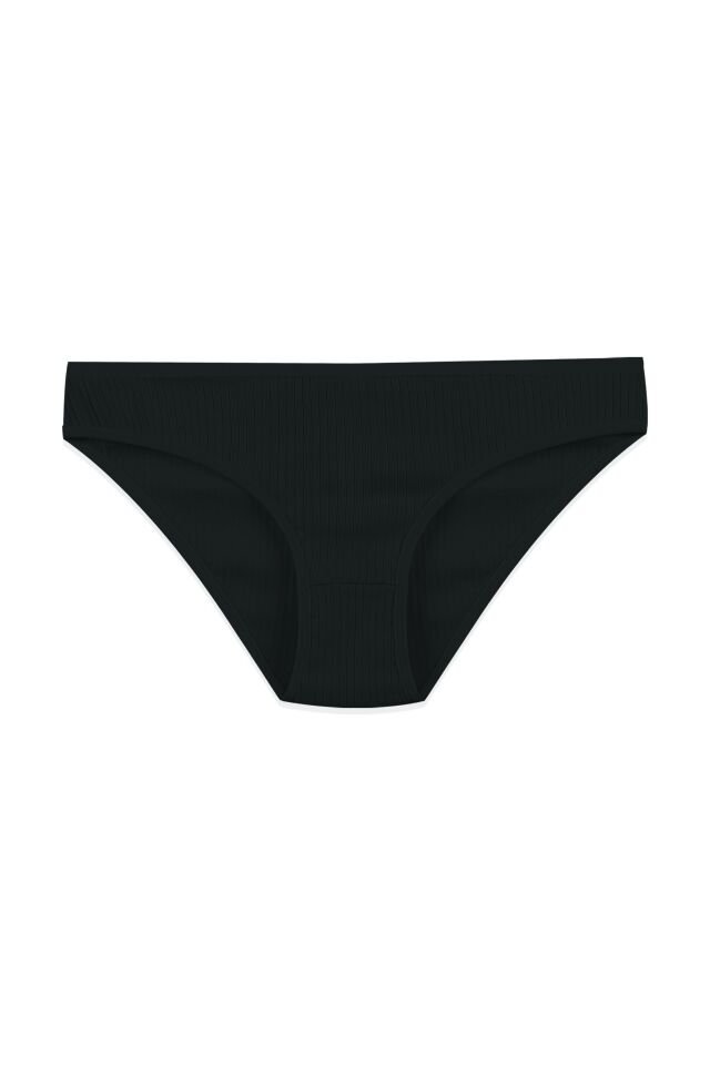Kadın 7'li Fitilli Pamuklu Ribanalı Külot Yeşil - Siyah - L/XL