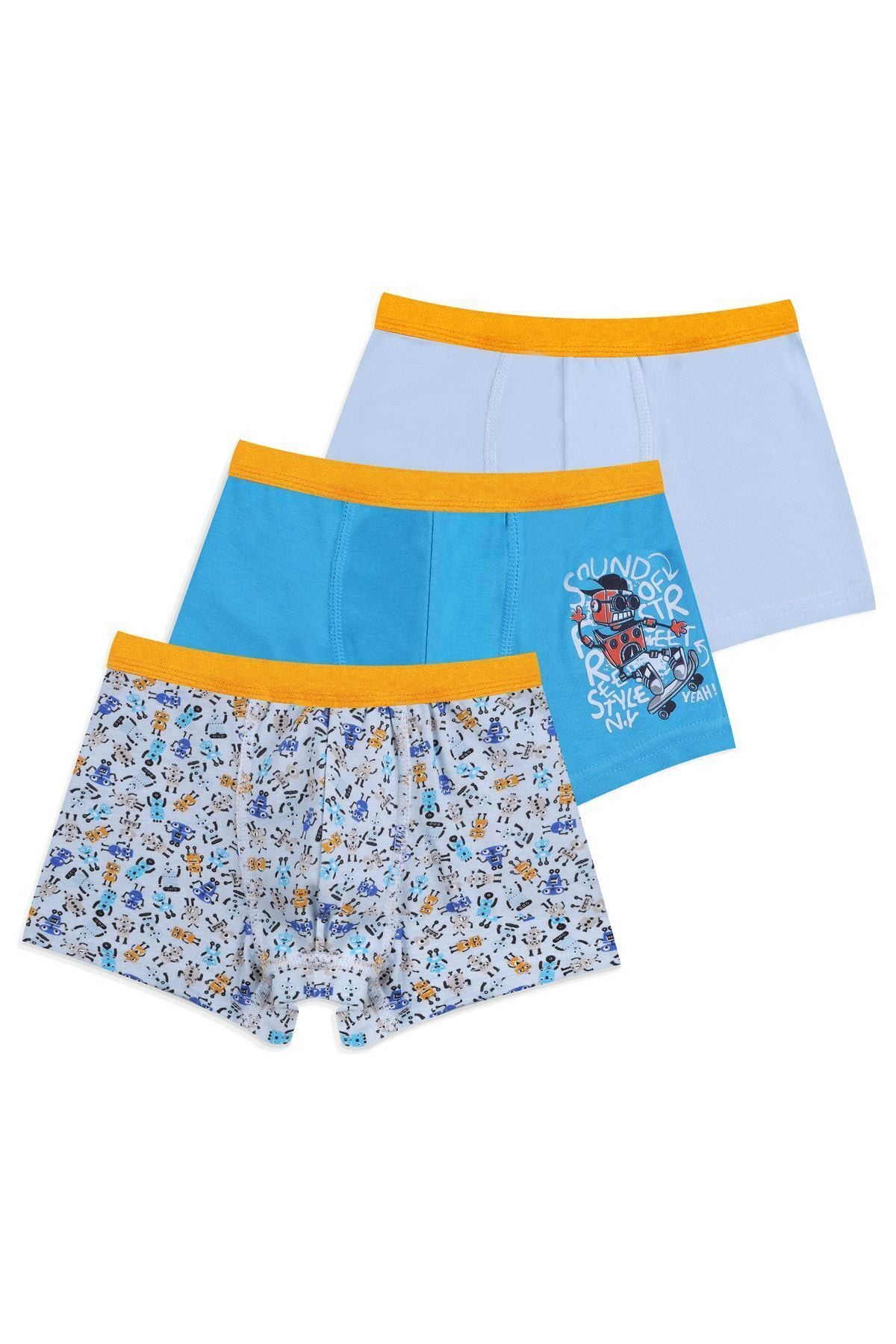 Erkek Çocuk Pamuklu Uzay Baskılı 3'lü Boxer 3053-18 - 3-5 Yaş