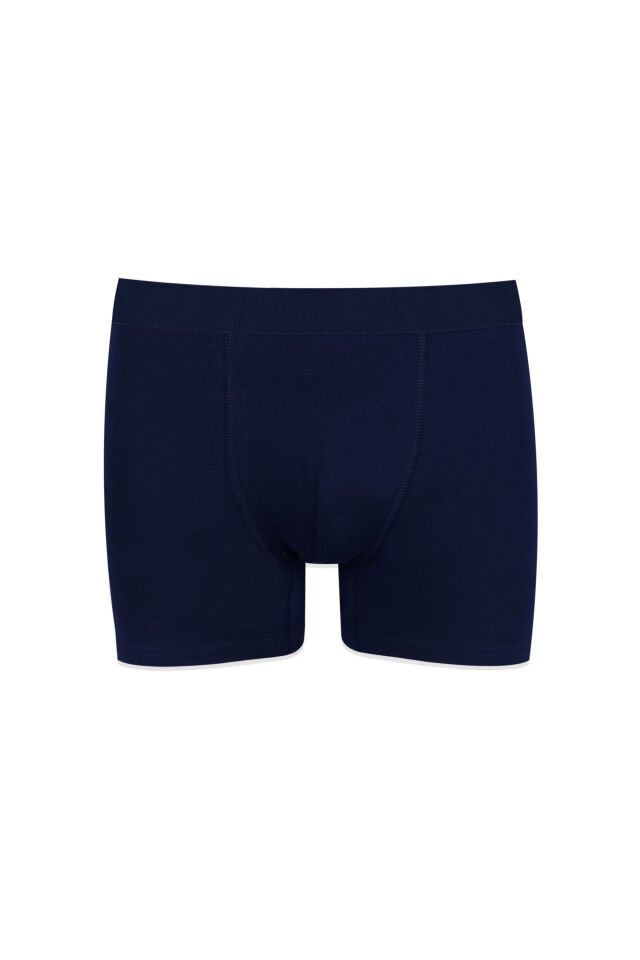 Erkek 3'lü Pamuklu Likralı Boxer Siyah - Mavi - XL