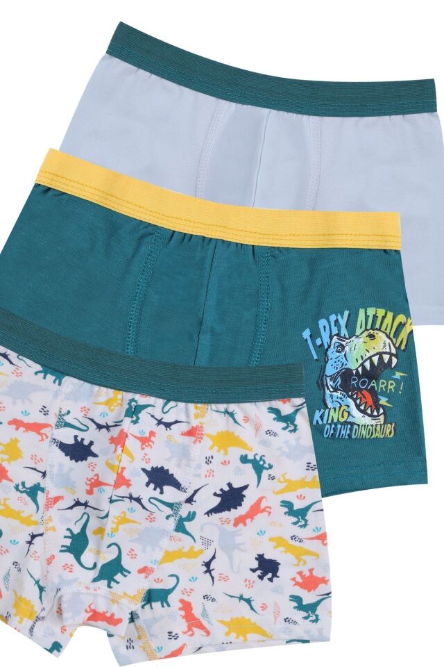 Erkek Çocuk Pamuklu Uzay Baskılı 3'lü Boxer 3053-17 - 5-7 Yaş