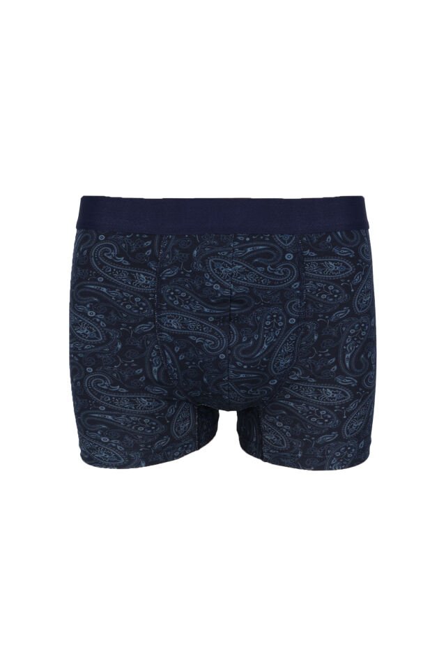 Erkek 3'lü Pamuklu Likralı Boxer Siyah - Mavi - 4XL