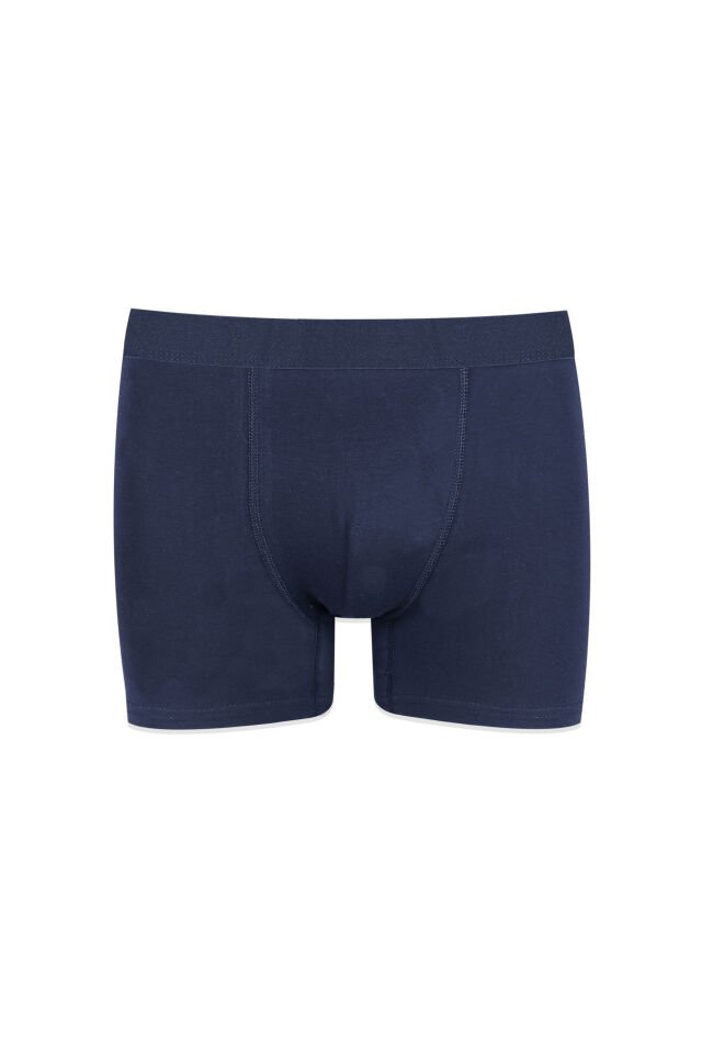 Erkek 3'lü Pamuklu Likralı Boxer Siyah - Mavi - 4XL