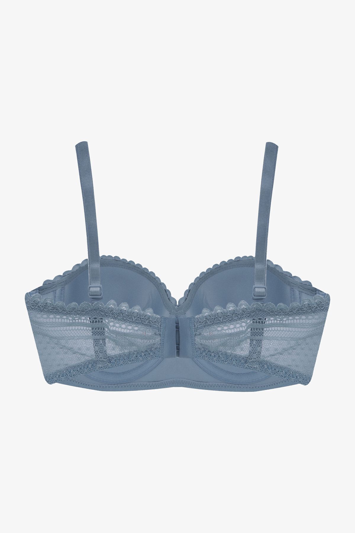 Sevgililer Günü Temalı Kadın Dolgusuz Dantelli Straplez Sütyen 80518 Gök Mavi - 80B - 80518 Gök Mavi - 80B