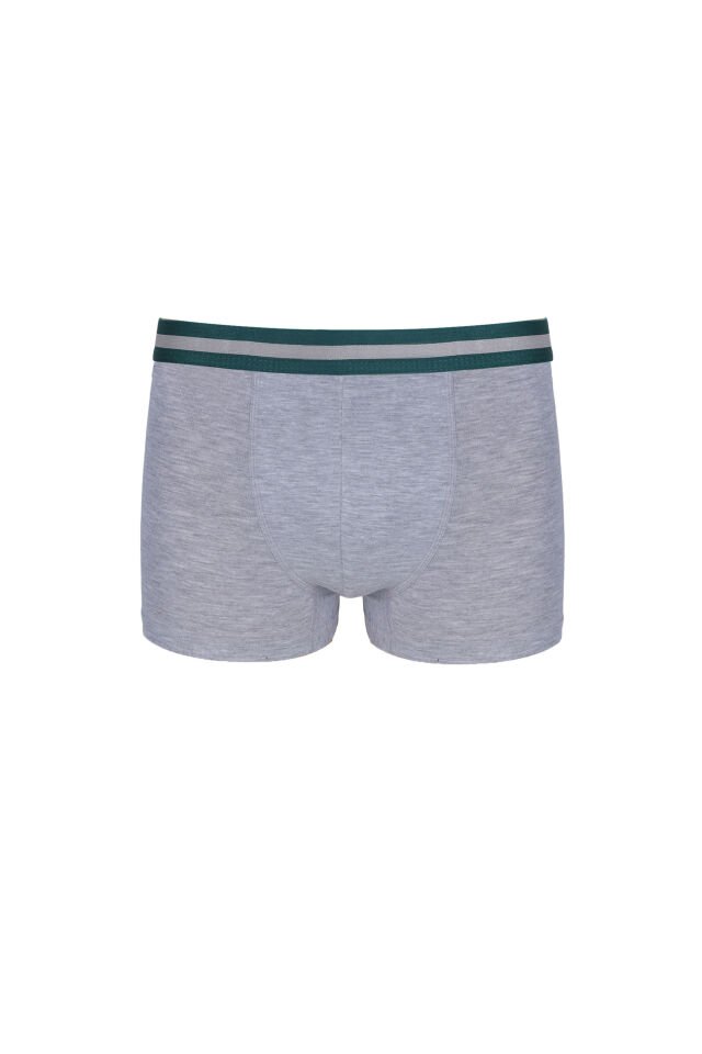 Erkek 3'lü Pamuklu Likralı Boxer Gri - Lacivert - XL