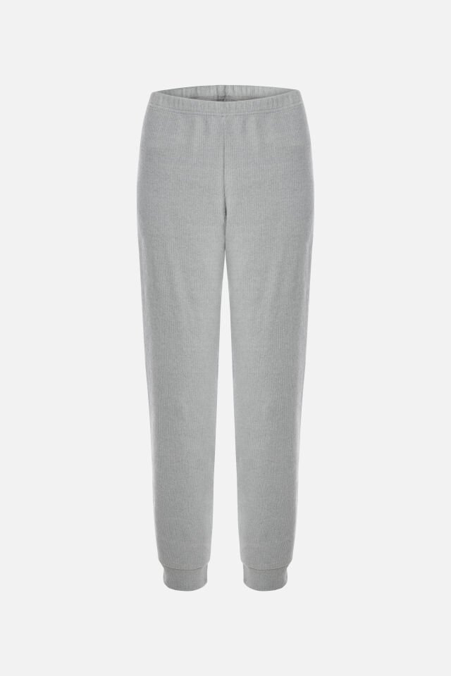 Kadın Soft Touch Kol ve Paça Bant Detaylı Pembe Renk Pijama Takımı Gri - L