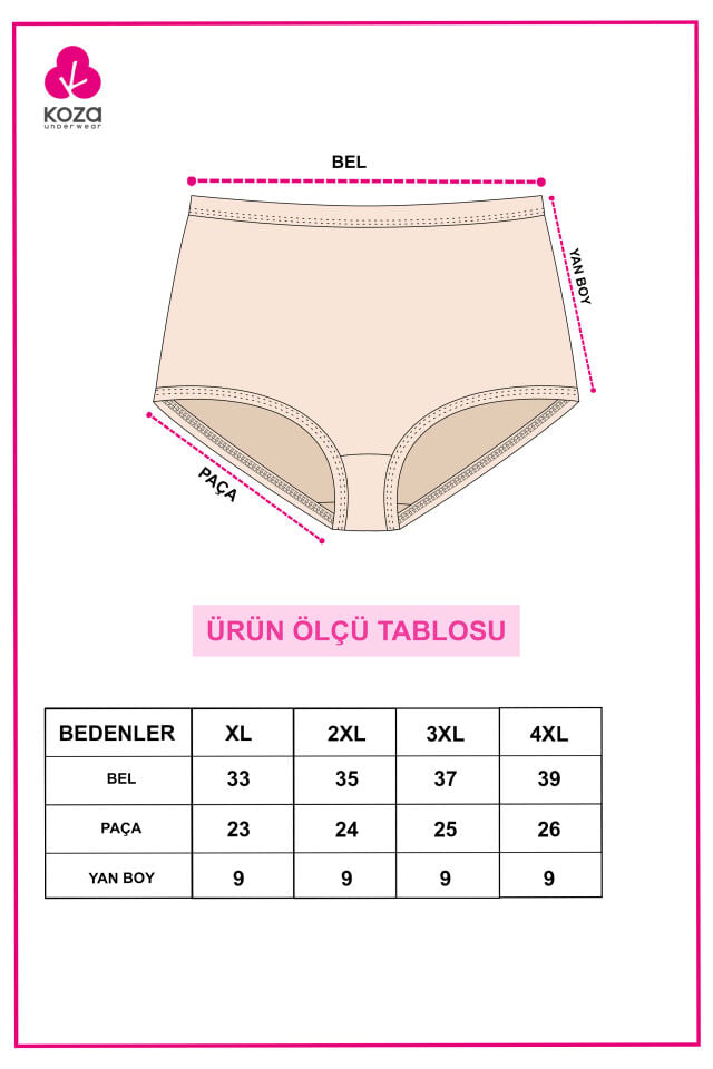 Kadın 7'li Curve Pamuklu Likralı Bato Külot Pembe - Mavi - 4XL