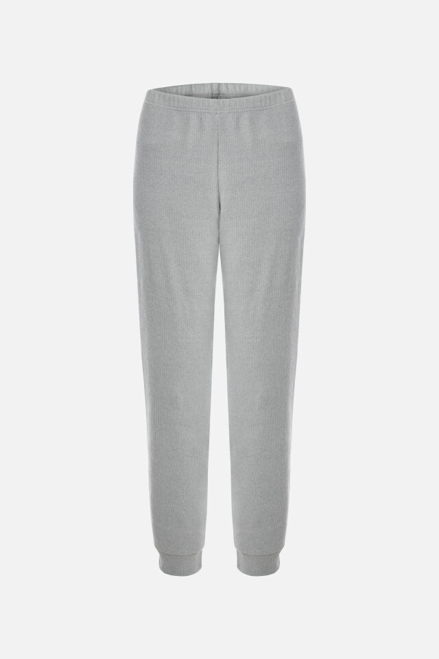 Kadın Soft Touch Kol ve Paça Bant Detaylı Pembe Renk Pijama Takımı Gri - XL