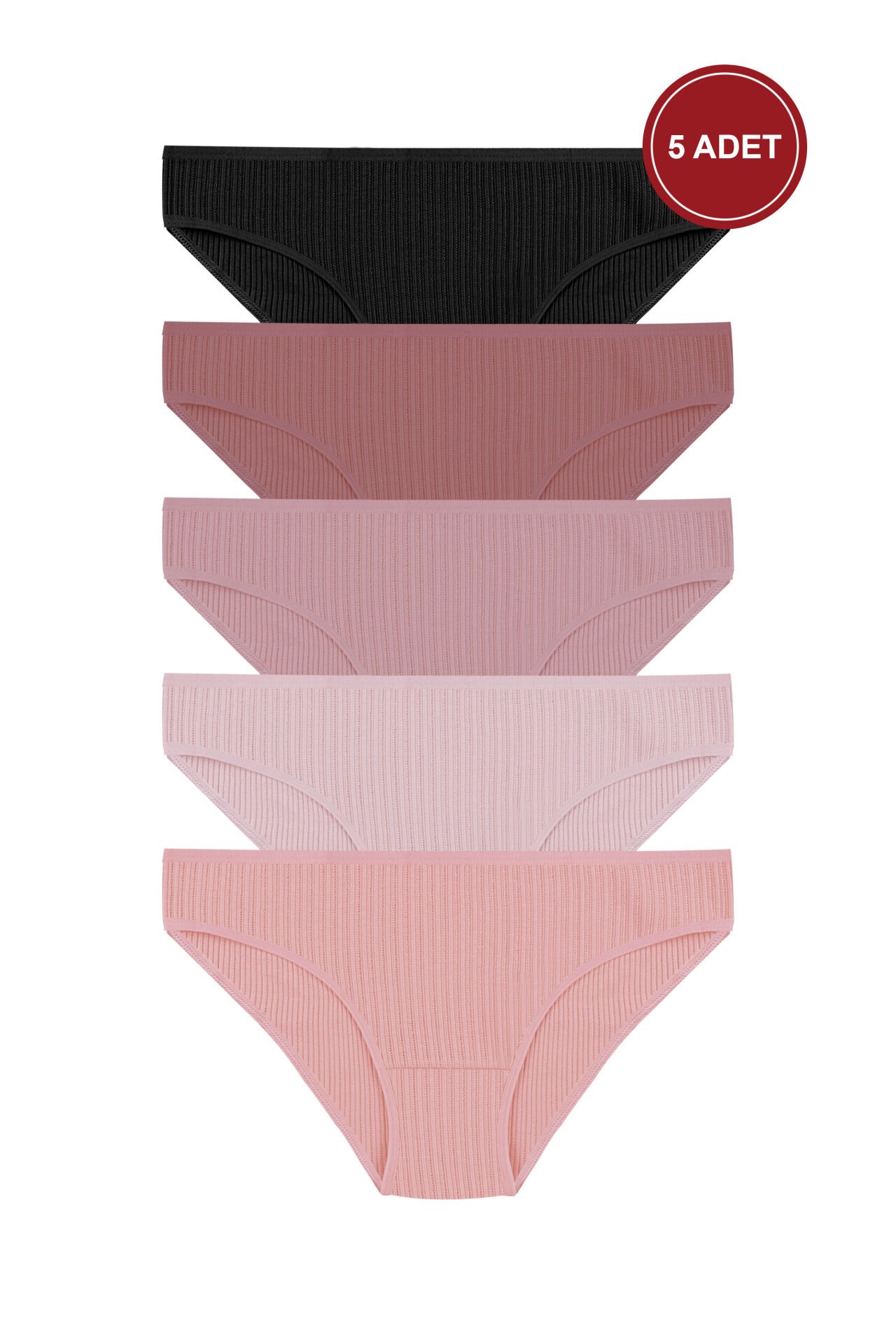 Kadın 5'li Desenli Pamuklu Likralı Külot Ten - L/XL