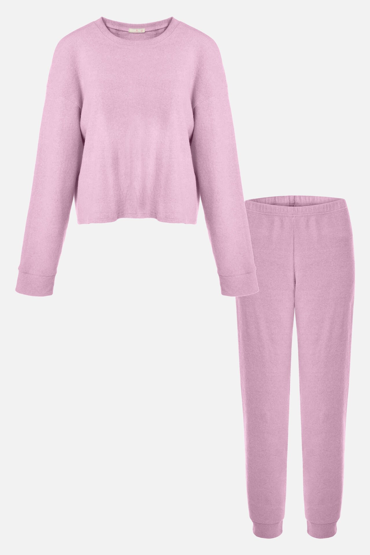 Kadın Soft Touch Kol ve Paça Bant Detaylı Pembe Renk Pijama Takımı M - Pembe