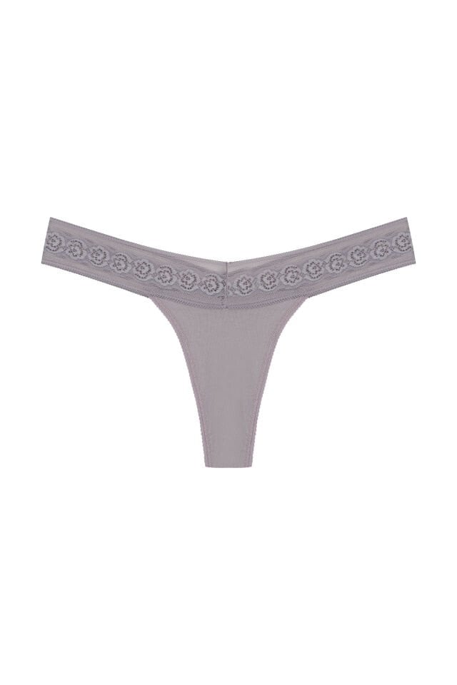 Kadın 3'lü  Beli Dantelli Pamuklu Tanga Külot Siyah - Kırmızı - L - XL