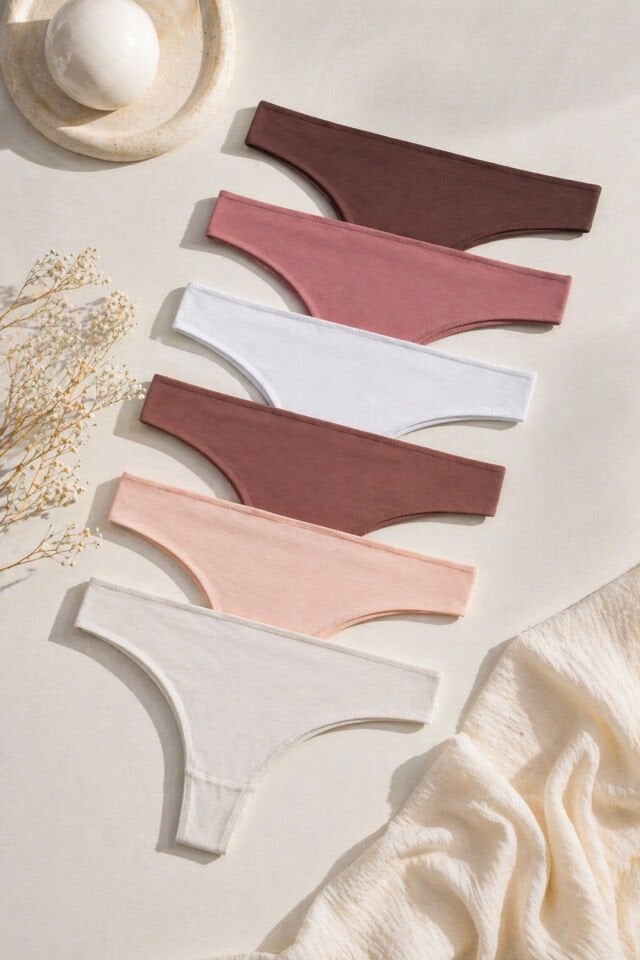 Kadın Pamuklu 6'lı Brazilian Külot Pembe - Siyah - XL
