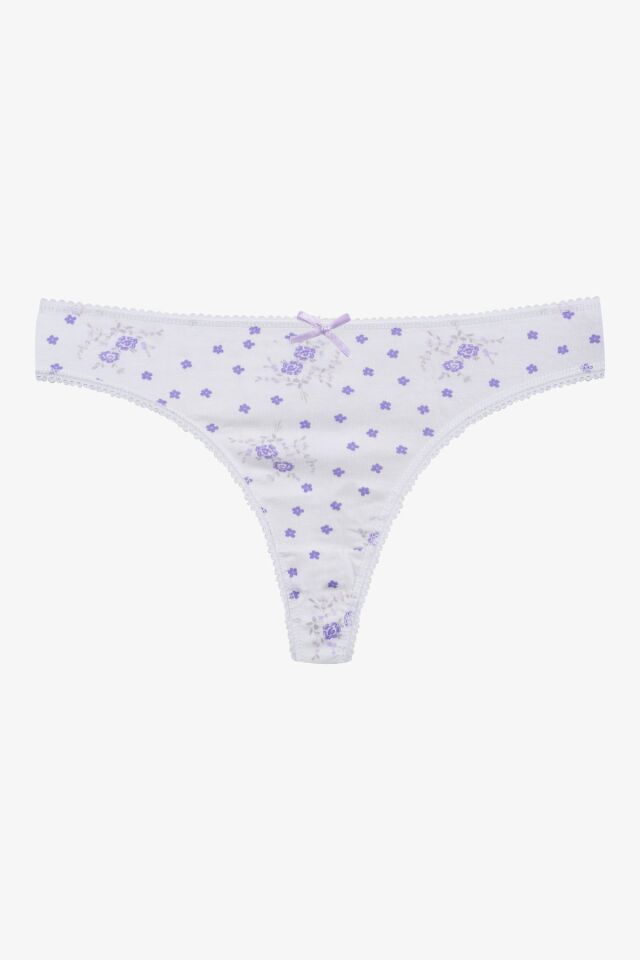 Kadın 3'lü Pamuklu Desenli Tanga 11030-19 - L/XL