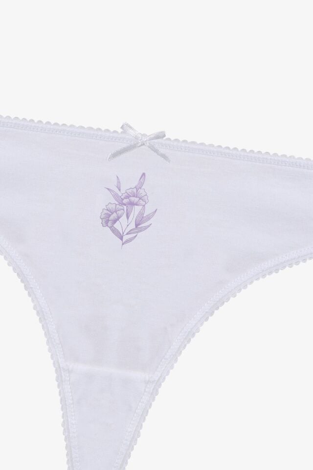 Kadın 3'lü Pamuklu Desenli Tanga 11030-19 - L/XL