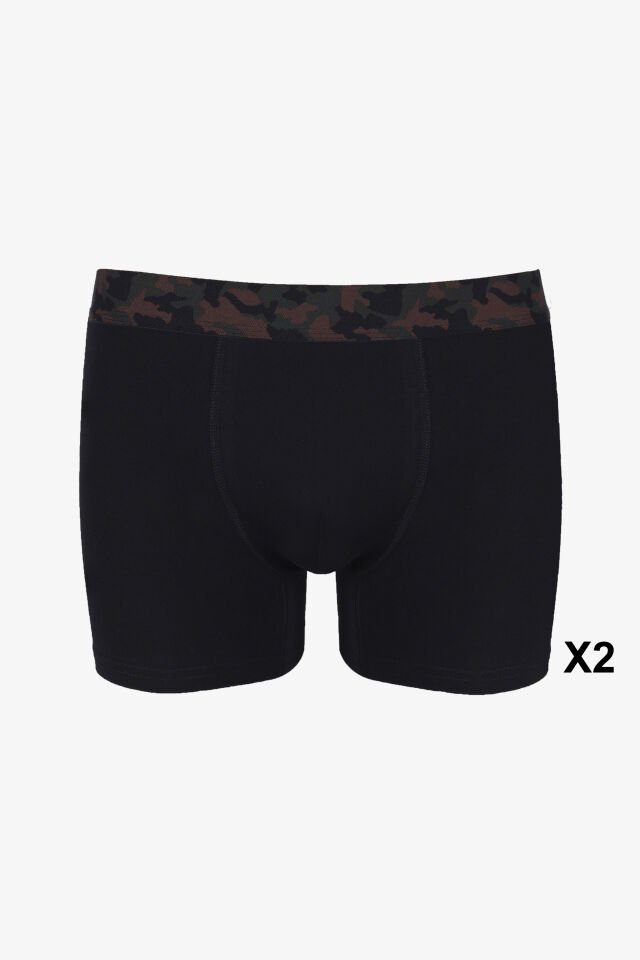 Erkek 4'lü Pamuklu Likralı Boxer Siyah - Füme - L