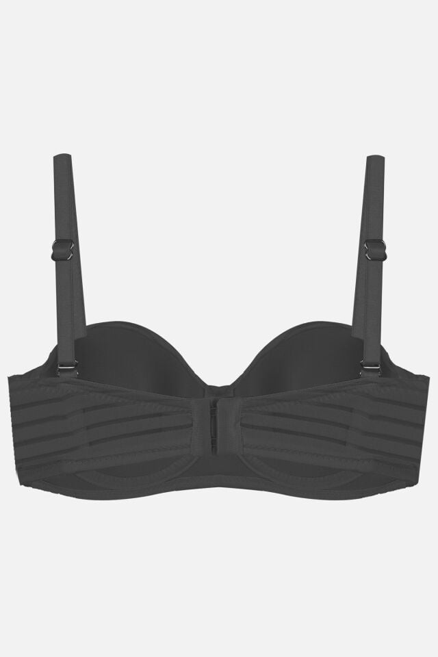 Kadın Dolgusuz Transparan Çizgili Toparlayıcı Straplez Sütyen 80577 Siyah - 95B