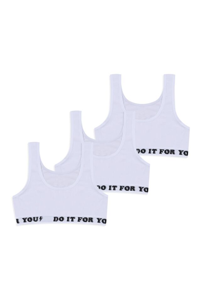 Kız Çocuk 3'lü Kalın Askılı Yarım Atlet 2013-22 Beyaz - 13-14 Yaş