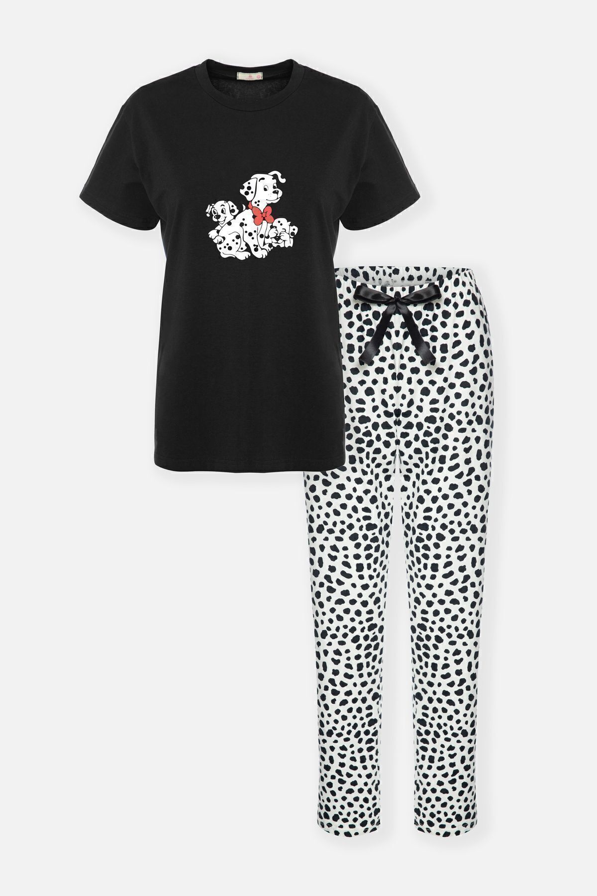 Kadın Pamuklu Dalmaçya Desenli Kısa Kollu Pijama Takımı Çok Renkli - L - Çok Renkli - L