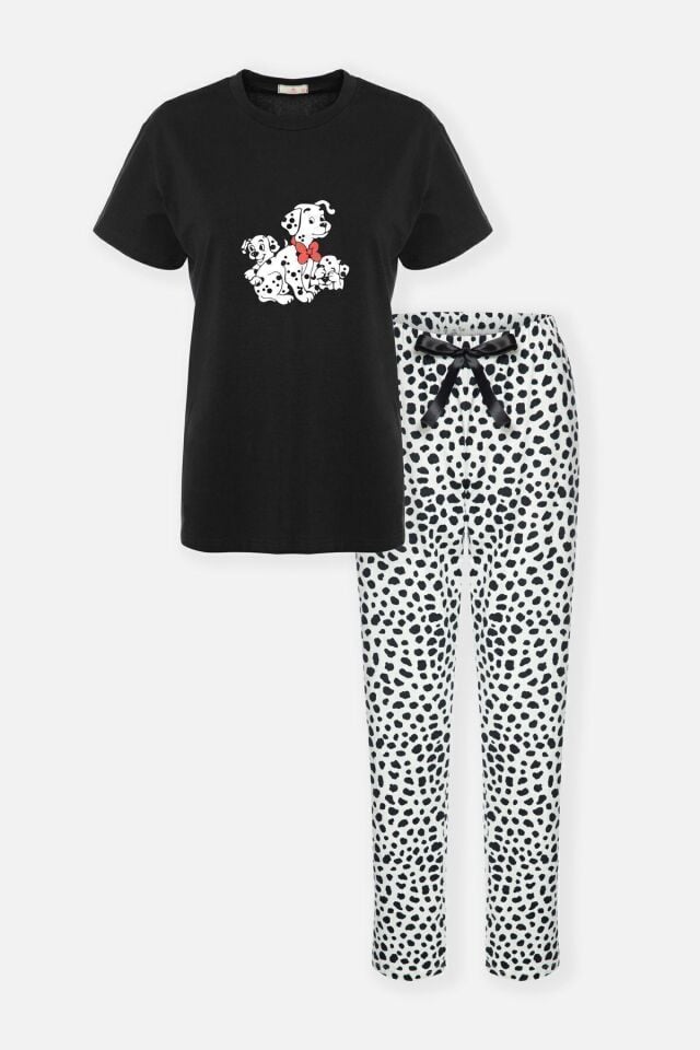 Kadın Pamuklu Dalmaçya Desenli Kısa Kollu Pijama Takımı Çok Renkli - L - Çok Renkli - L