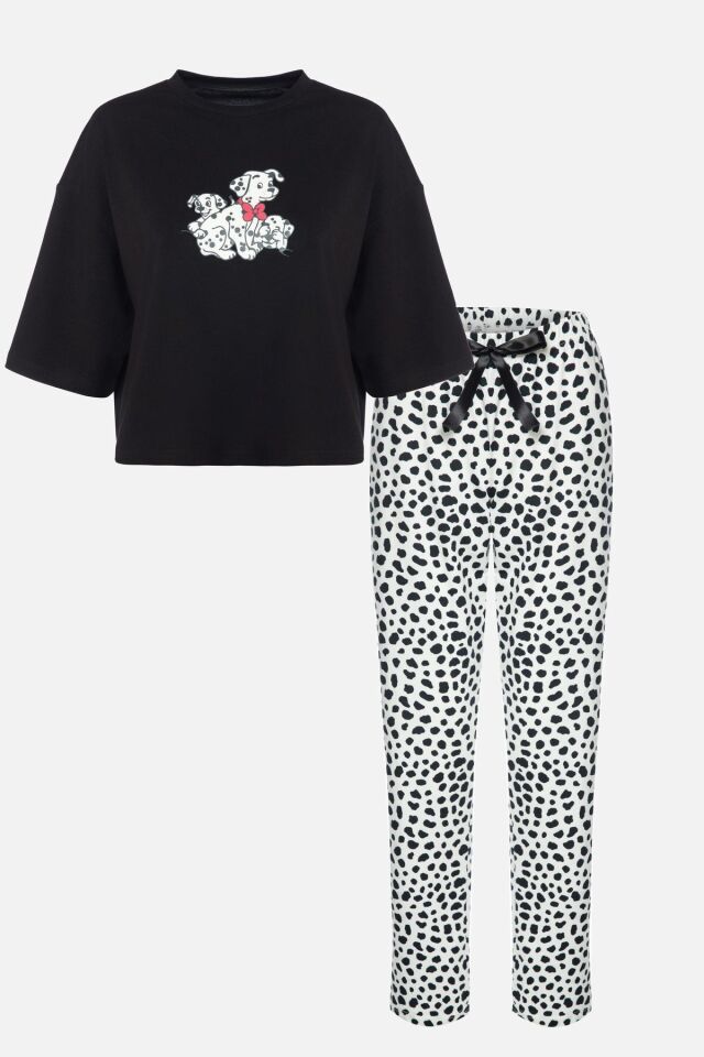 Kadın Pamuklu Dalmaçya Desenli Kısa Kollu Pijama Takımı Çok Renkli - L - Çok Renkli - L