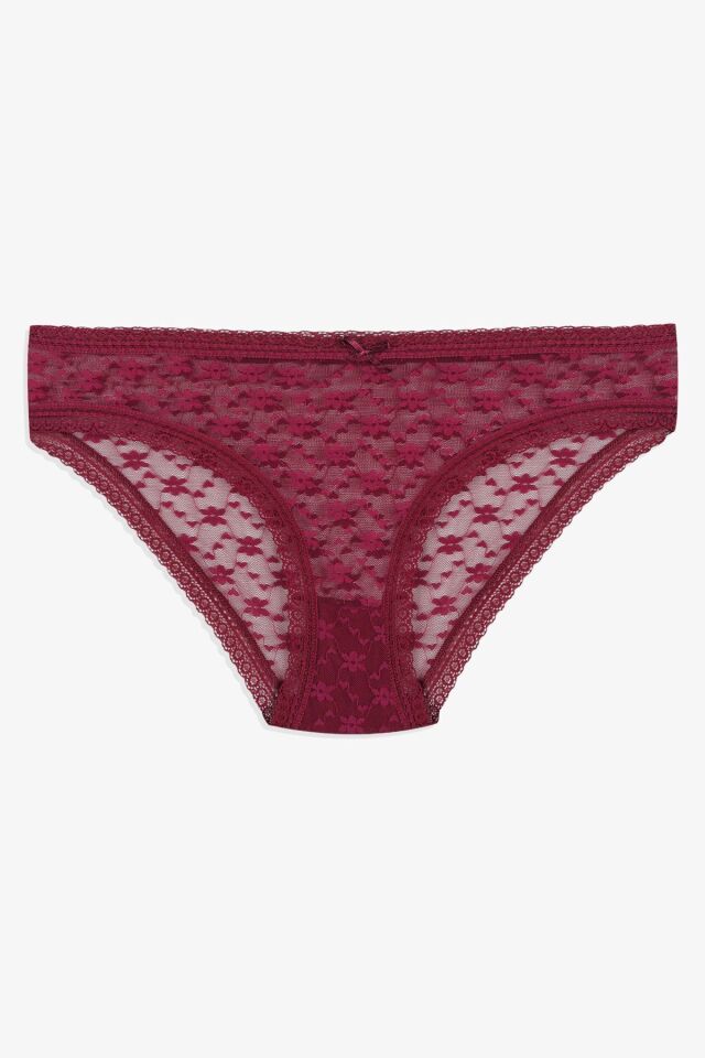 Kadın 3'lü Dantelli Külot 11071-4Siyahekrubordo - L/XL - 11071-4Siyahekrubordo - L/XL