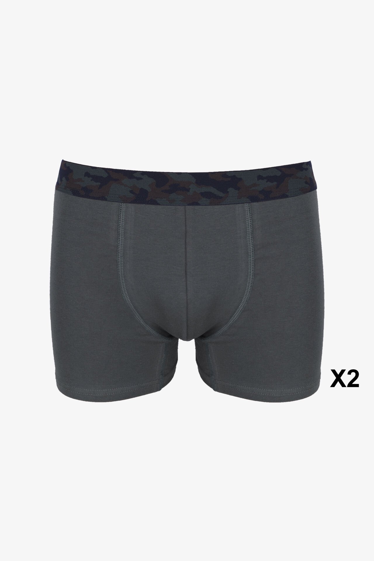 Erkek 4'lü Pamuklu Likralı Boxer Lacivert - Haki - 2XL
