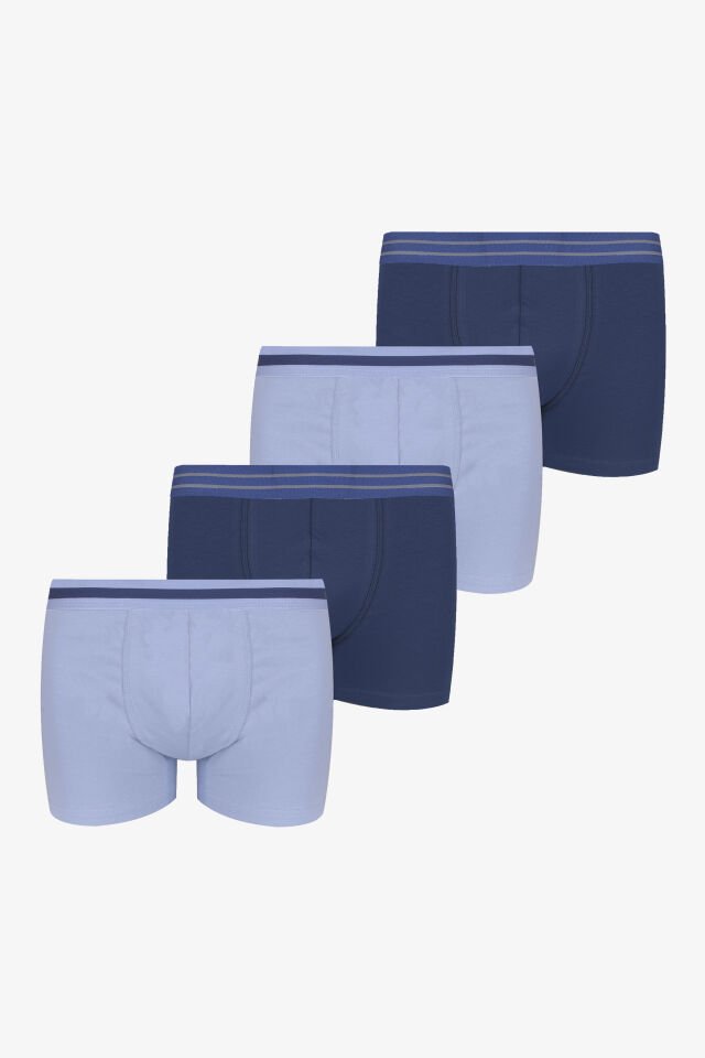 Erkek 4'lü Pamuklu Likralı Boxer İndigo - XL