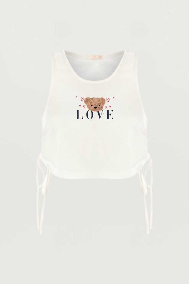 Kadın Yan Bağcık Detaylı Pamuklu Crop Şort Pijama Takımı 72123 - XL