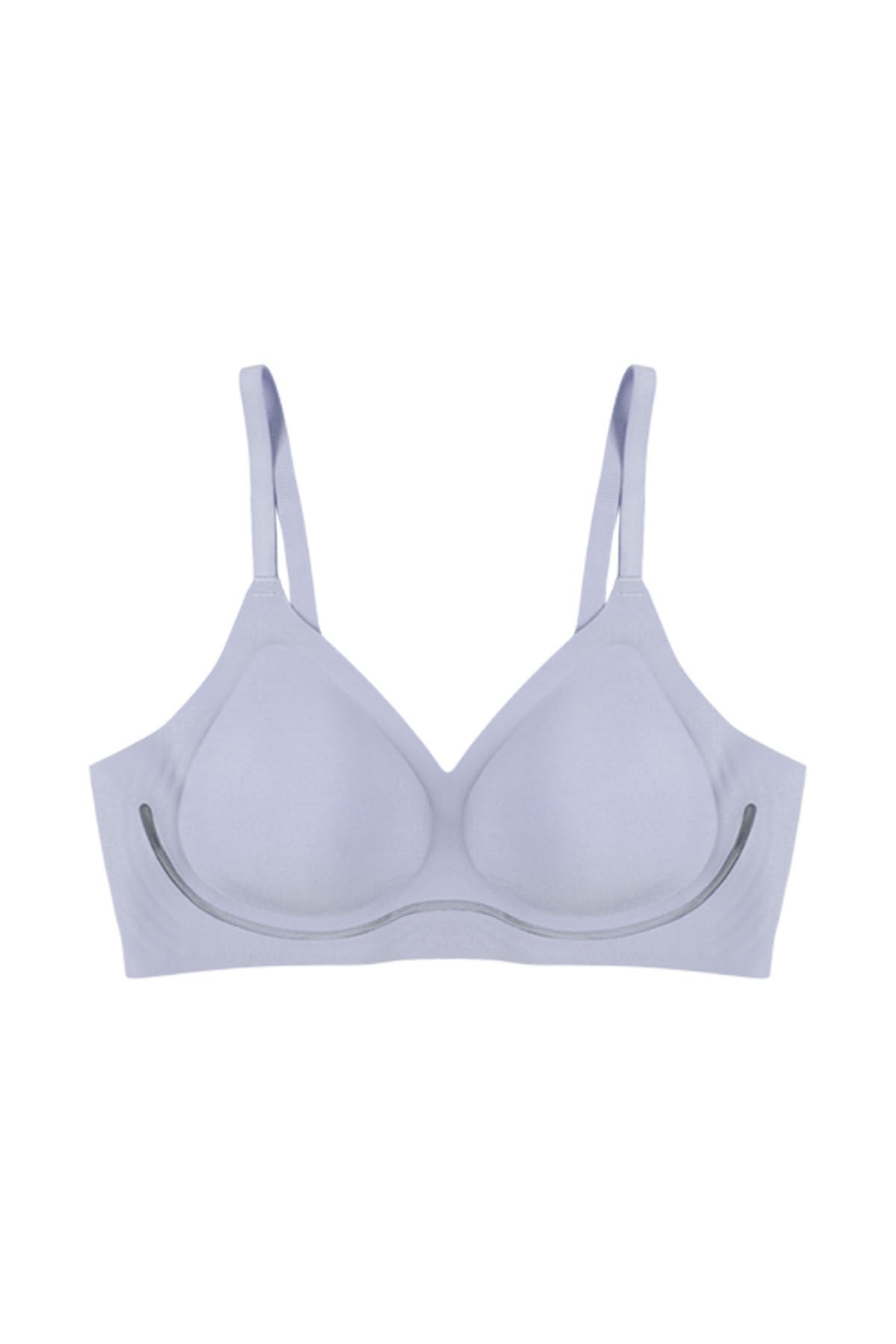 Balensiz Lazer Dilim Detaylı Dekolte Çapraz Tüllü Dikişsiz Sütyen Mavi - 85B