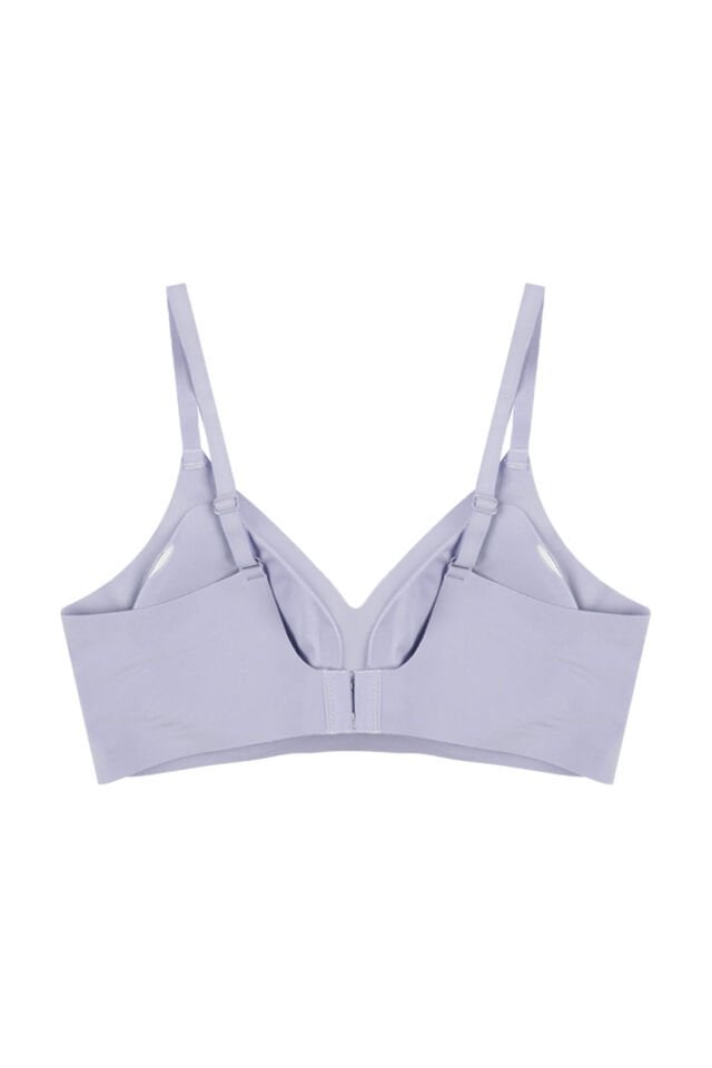 Balensiz Lazer Dilim Detaylı Dekolte Çapraz Tüllü Dikişsiz Sütyen Mavi - 85B