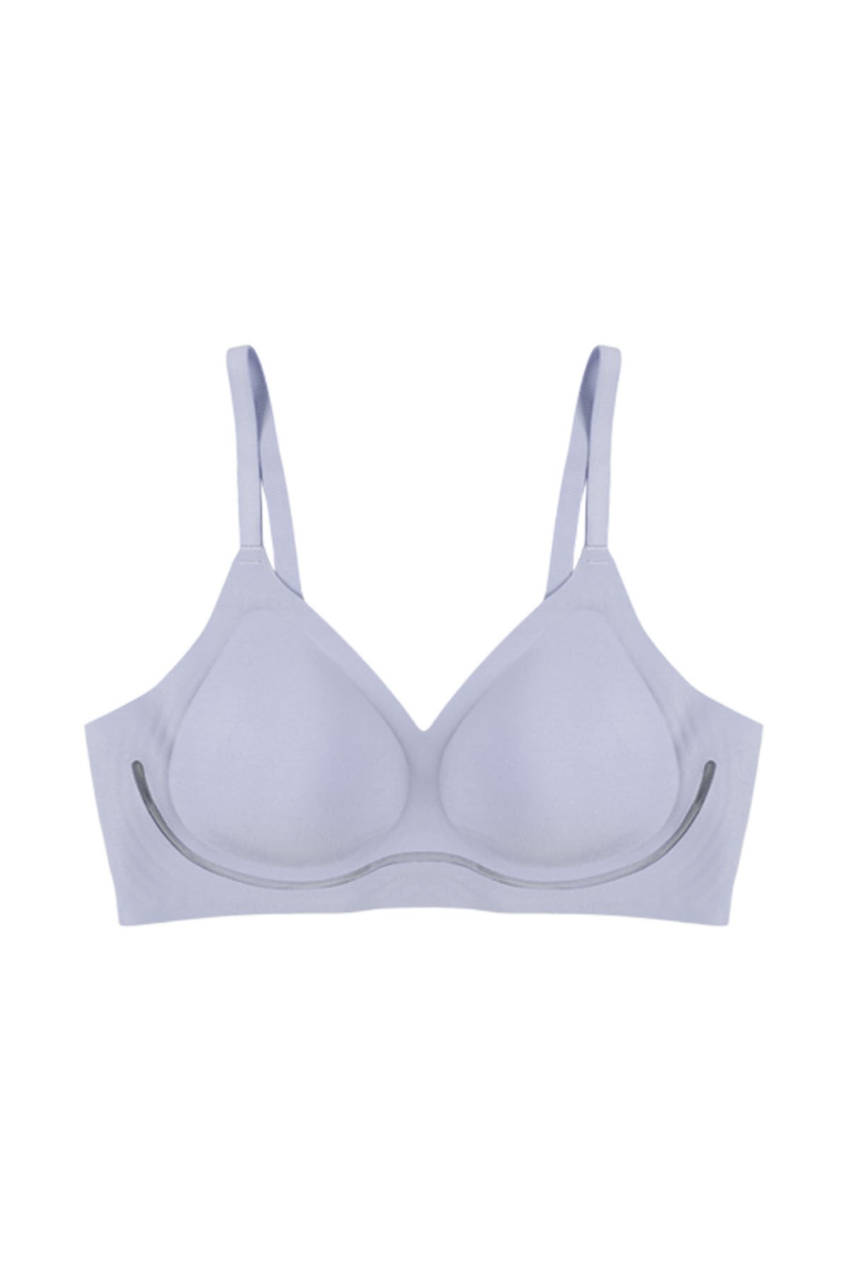 Balensiz Lazer Dilim Detaylı Dekolte Çapraz Tüllü Dikişsiz Sütyen Mavi - 90B