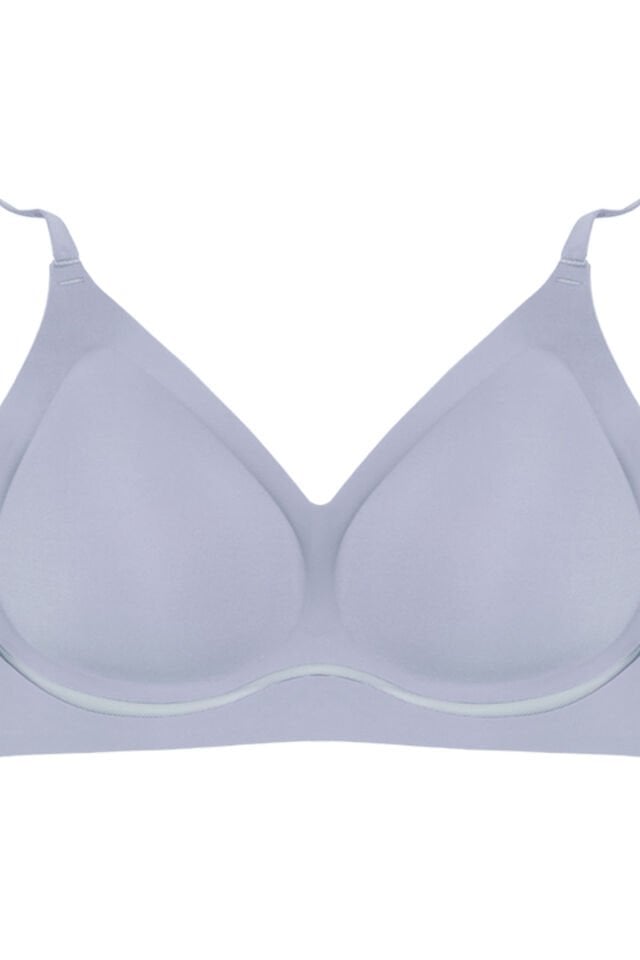 Balensiz Lazer Dilim Detaylı Dekolte Çapraz Tüllü Dikişsiz Sütyen Mavi - 90B