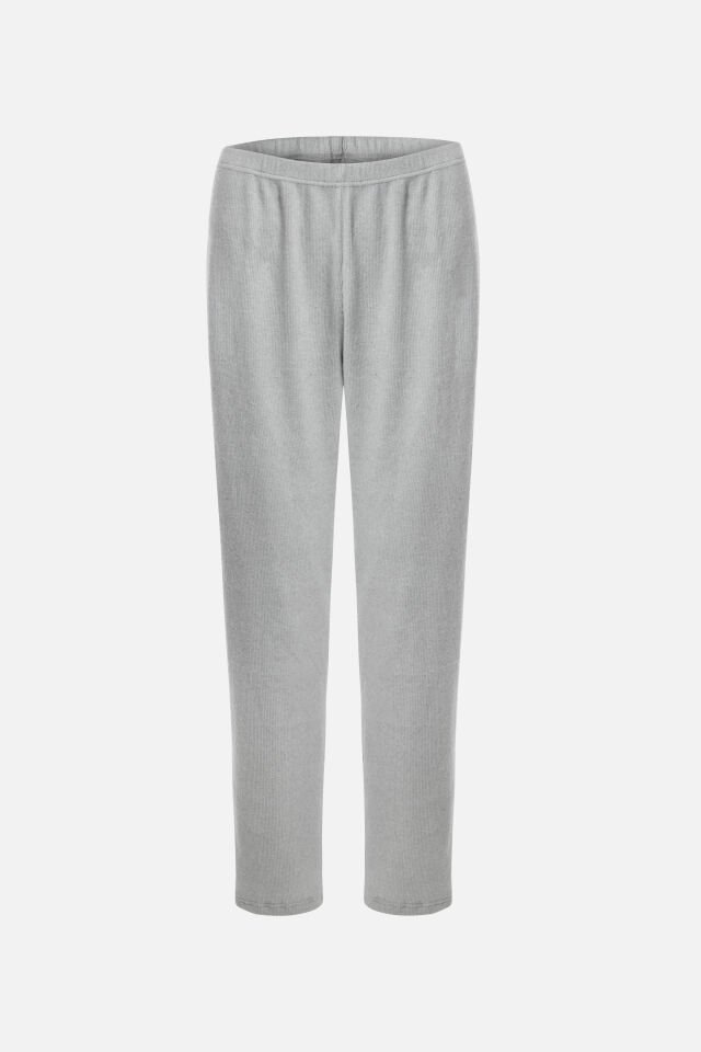 Kadın Soft Touch Kaşkorse Düğme Detaylı Pijama Takımı S - Gri