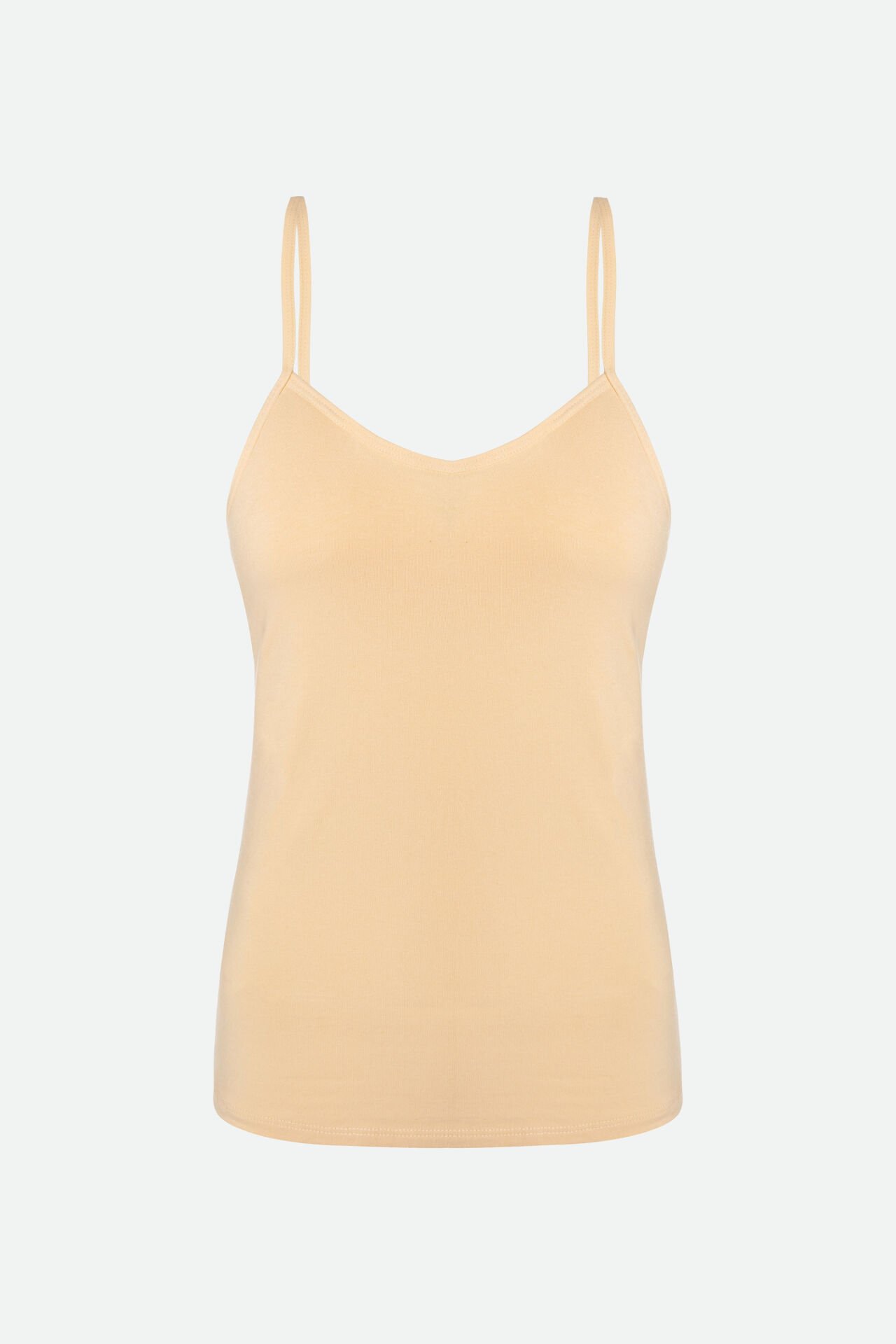 Kadın Beyaz Sütyen Kaplı İp Askılı Atlet Ten - S