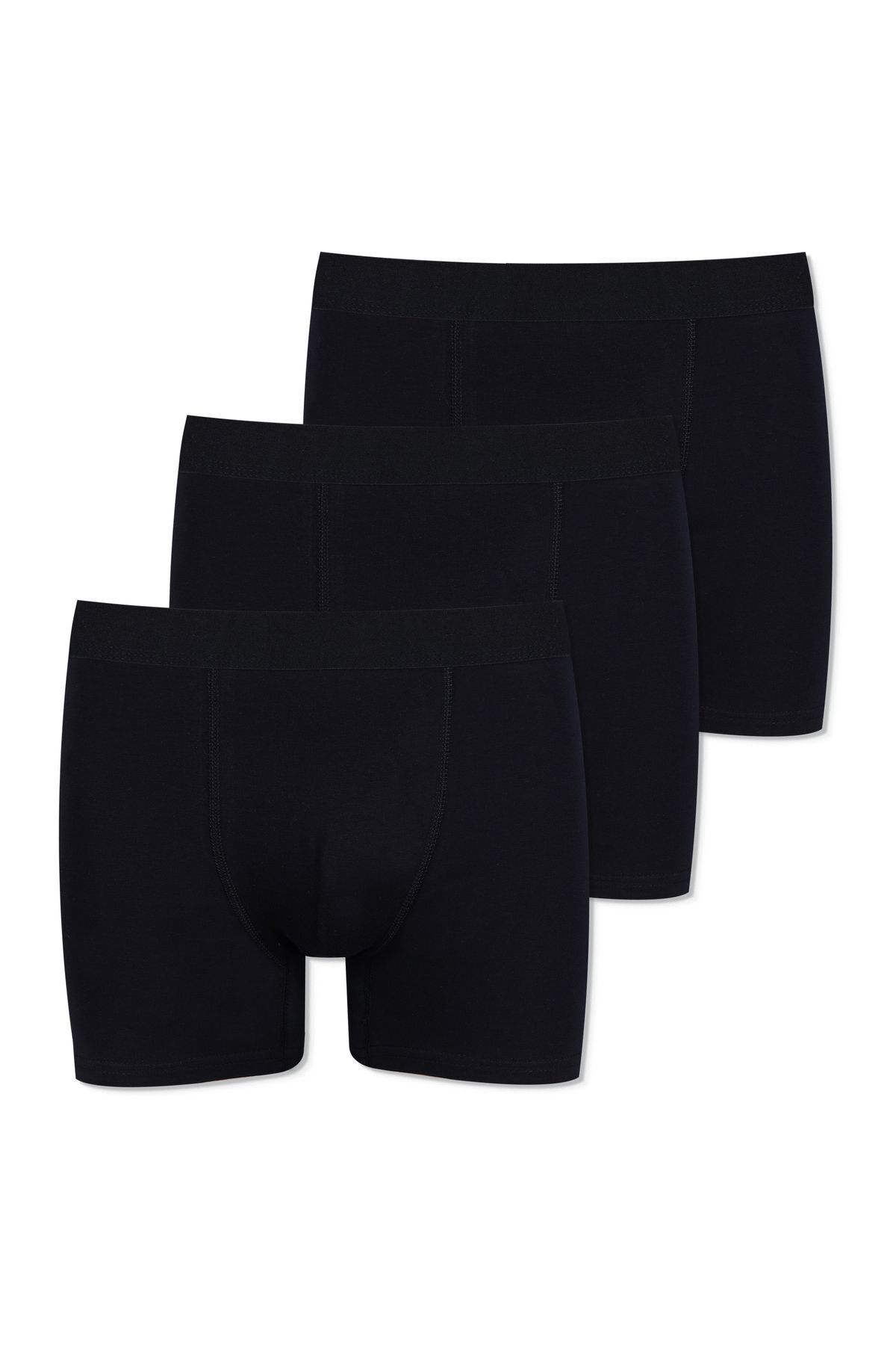 Erkek 3'lü Pamuklu Likralı Boxer Siyah - 2XL