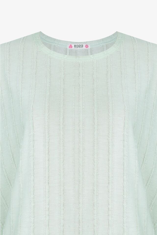 Kadın Pembe Saçaklı Yarım Kollu Şortlu Takım KO70106 Su Yeşili - M - KO70106 Su Yeşili - M