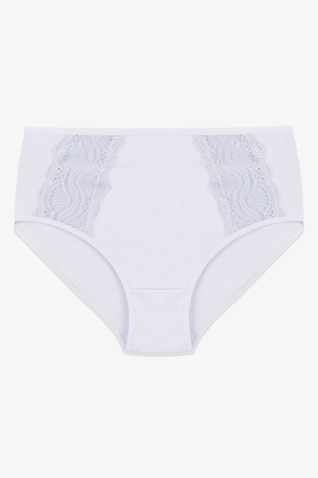 Kadın 3'lü Pamuklu Yan Dantelli Yüksek Bel Curve Külot