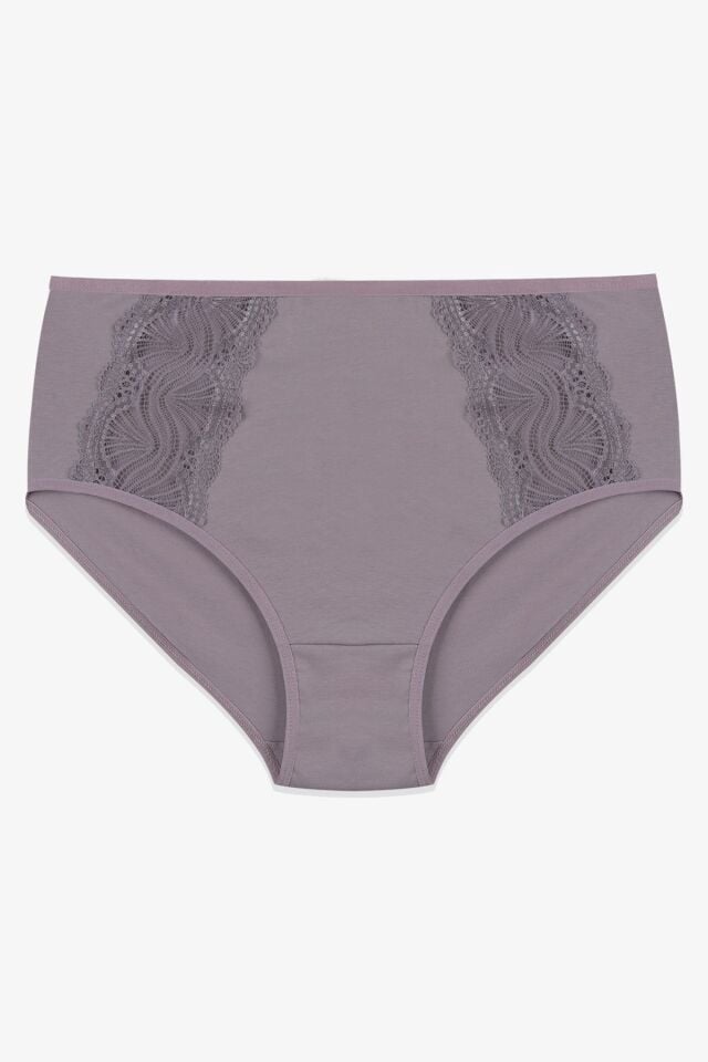 Kadın 3'lü Pamuklu Yan Dantelli Yüksek Bel Curve Külot