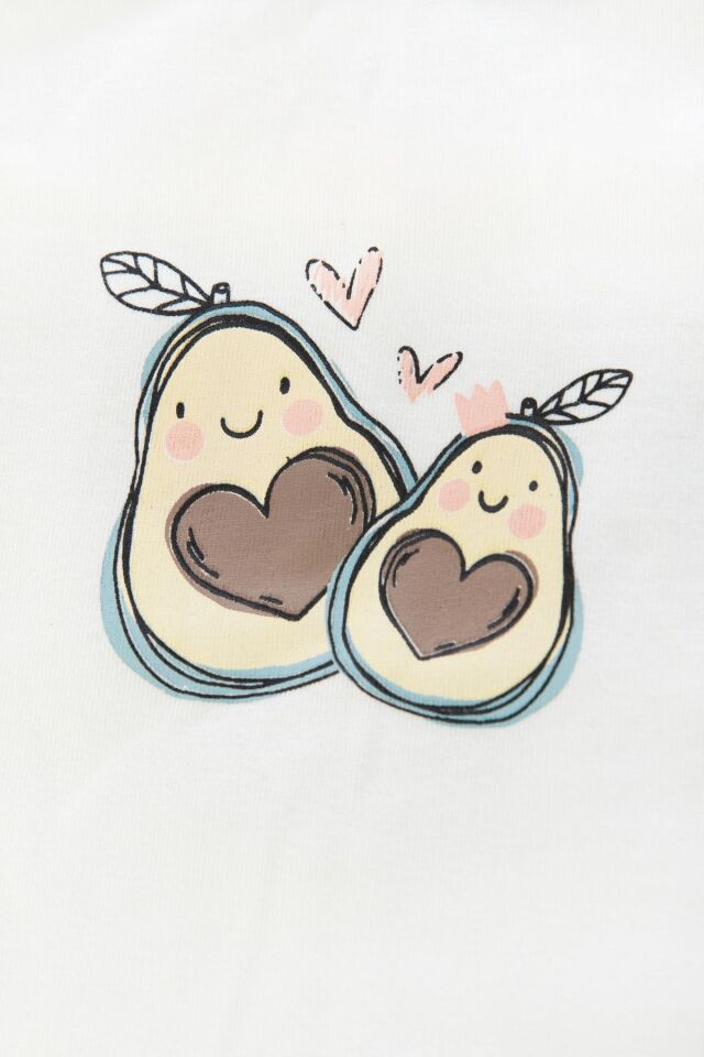 Kadın İnce Askılı Baby Overloklu Avokado Desenli Crop Top Şortlu Pijama Takımı Çok Renkli - S - Çok Renkli - S