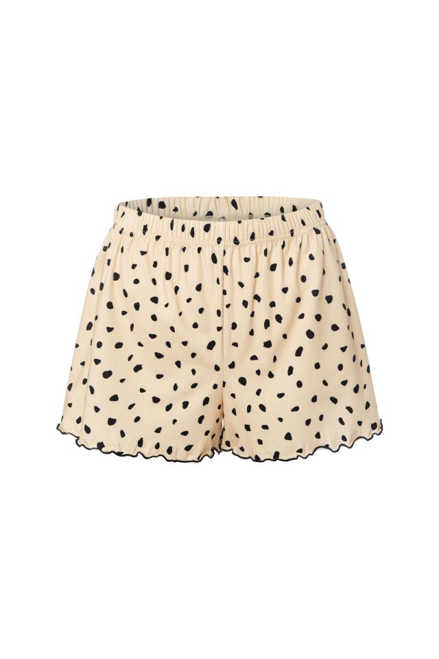 Kadın İnce Askılı Desenli Pamuklu Şortlu Pijama Takımı M