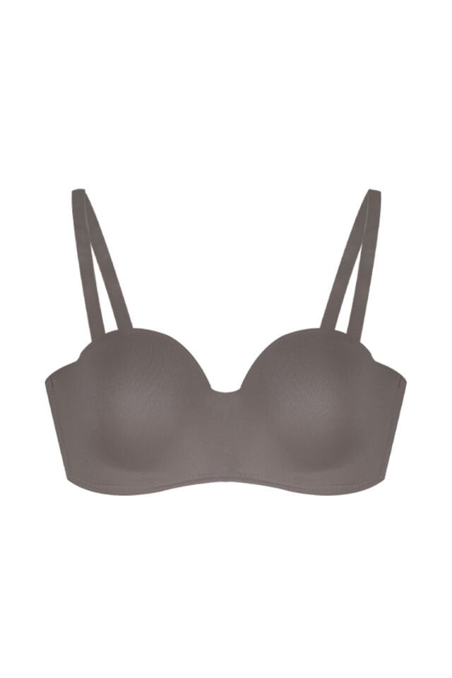 Kadın Dolgusuz Mikro Straplez Sütyen Kül Rengi - 90B
